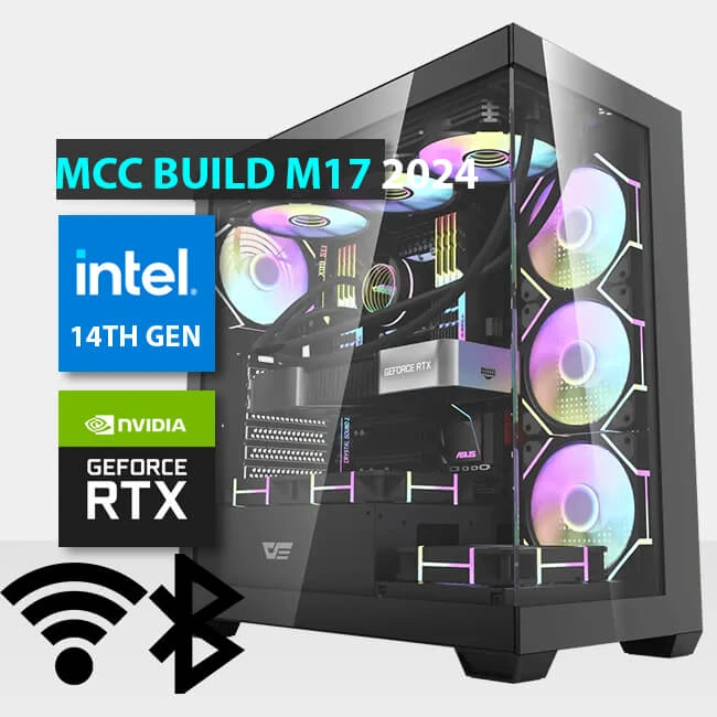 MCC M17-24 - جهاز كمبيوتر للألعاب من Midas || معالج Intel Core I5-14600KF من الجيل الرابع عشر 14 نواة - بطاقة رسوميات GIGABYTE RTX 4060 Ti 8GB 3FANS - ذاكرة وصول عشوائي 16 جيجابايت RGB DDR5