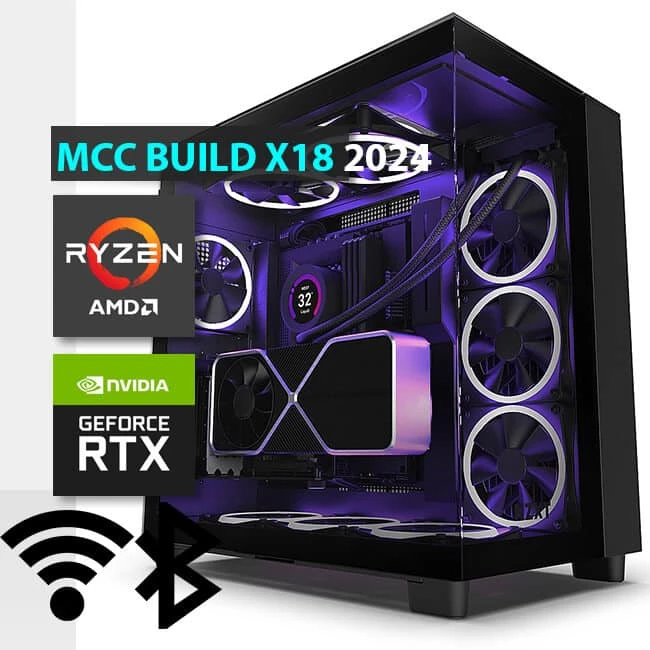 MCC X18-24 - جهاز كمبيوتر للألعاب من Midas || AMD Ryzen 9 7950X3D 16-Core - بطاقة رسوميات GIGABYTE RTX 4090 AORUS XTREME WATERFORCE سعة 24 جيجابايت - ذاكرة وصول عشوائي DDR5 RGB سعة 32 جيجابايت