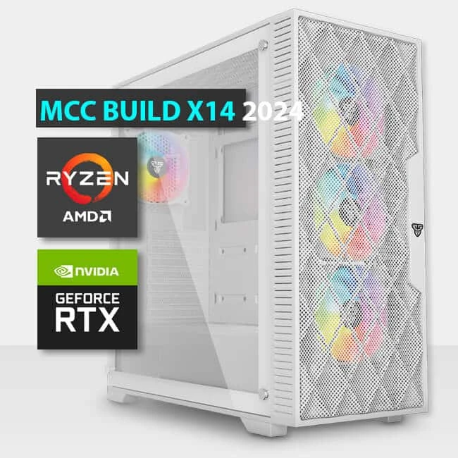 MCC X14-24 - بناء كمبيوتر ألعاب Midas || AMD Ryzen 7 7700 8-Core - بطاقة رسوميات GIGABYTE RTX 4070 SUPER GAMING OC 12GB - ذاكرة وصول عشوائي DDR5 RGB سعة 16 جيجابايت