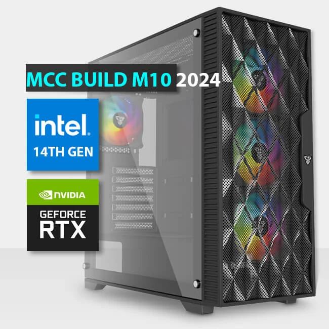 MCC M10-24 - جهاز كمبيوتر للألعاب من Midas || معالج Intel Core I7-14700F من الجيل الرابع عشر، 20 نواة - بطاقة رسوميات RTX 4060 Ti 8GB (3FANS) - ذاكرة وصول عشوائي RGB سعة 16 جيجابايت DDR4