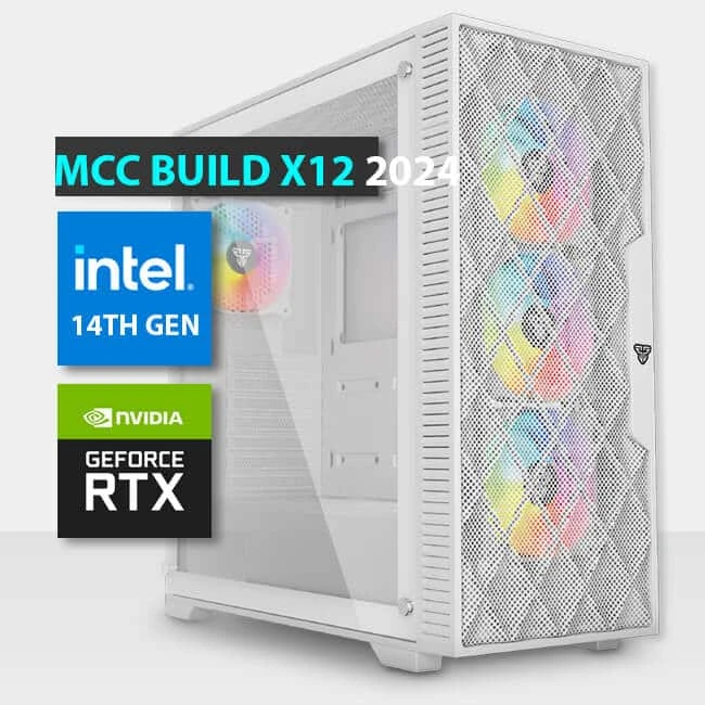 MCC X12-24 - جهاز كمبيوتر للألعاب من Midas || معالج Intel Core I7-14700F من الجيل الرابع عشر 20 نواة - بطاقة رسوميات GIGABYTE RTX 4070 Ti SUPER GAMING OC 16GB - ذاكرة وصول عشوائي DDR5 RGB سعة 16 جيجابايت