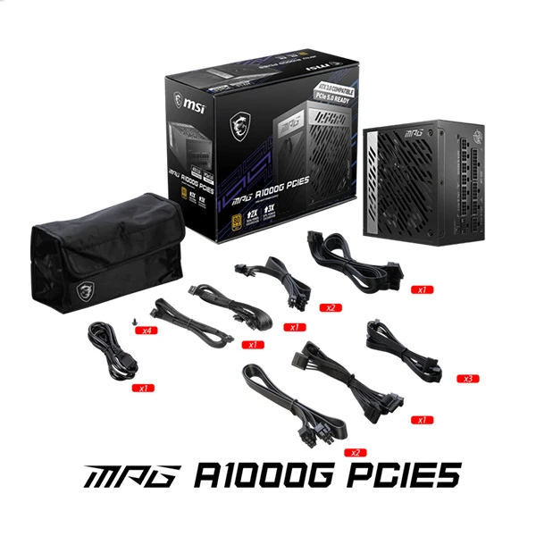 MSI MEG AI1000G PCIE5 1000W 80 PLUS GOLD FULL MODULAR POWER SUPPLY