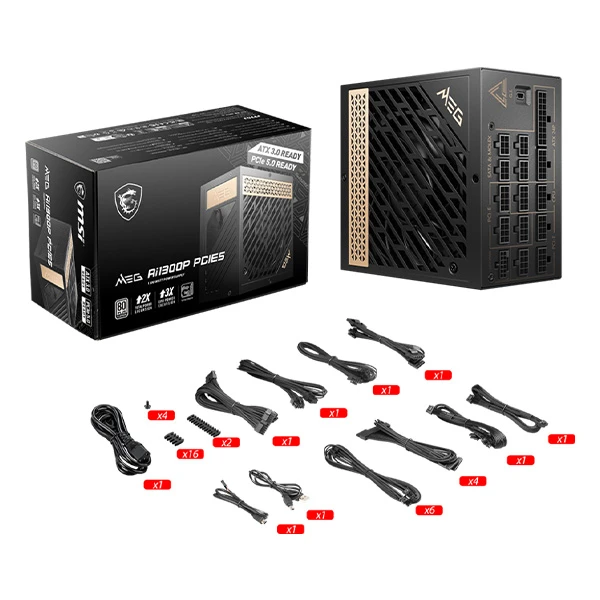 MSI MEG AI1300P PCIE5 1300W 80 PLUS PLATINUM FULL MODULAR POWER SUPPLY