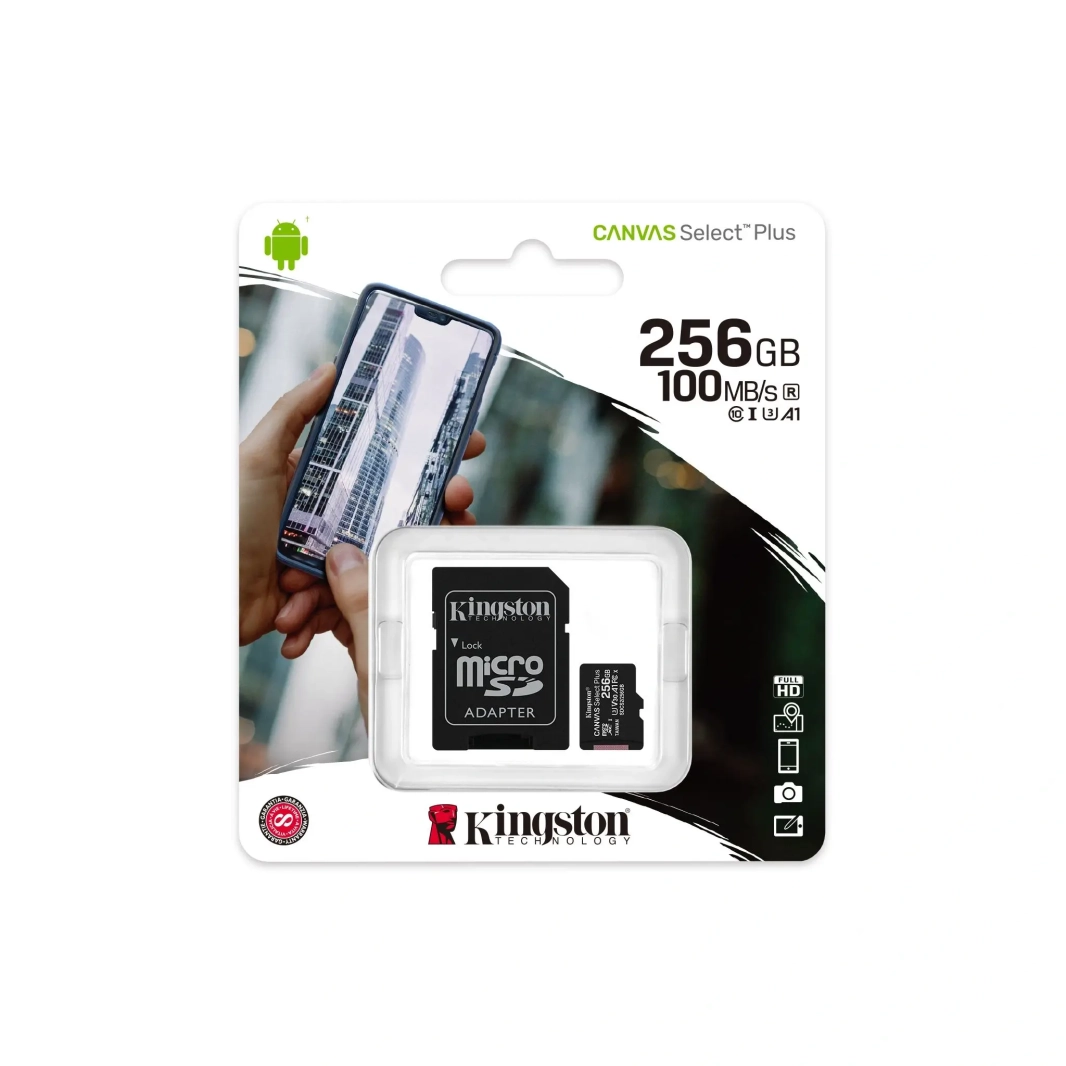 KINGSTON CANVAS SELECT PLUS 256GB microSD MEMORY CARD + SD ADAPTER