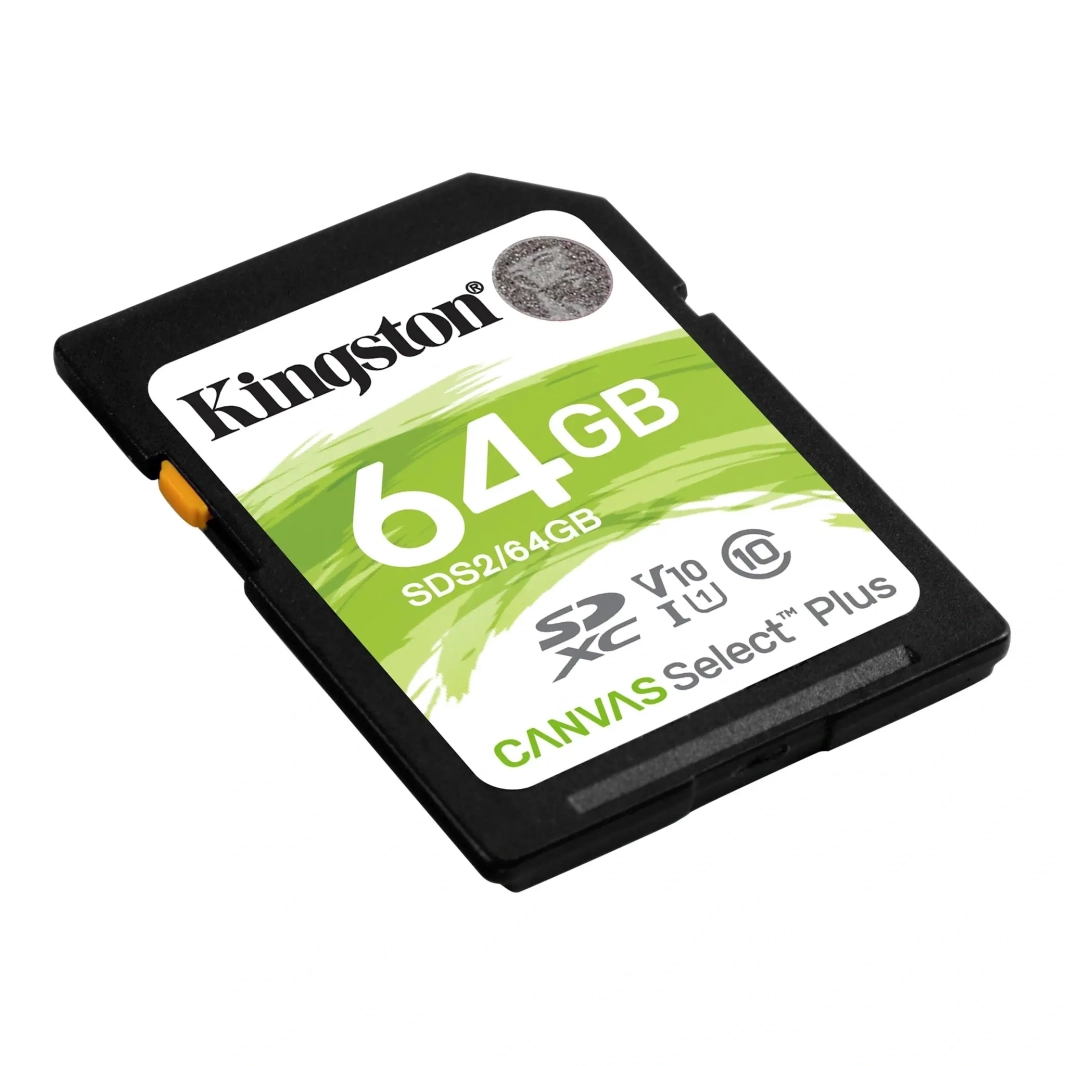 KINGSTON CANVAS SELECT PLUS 64GB SD MEMORY CARD - 100MB/S