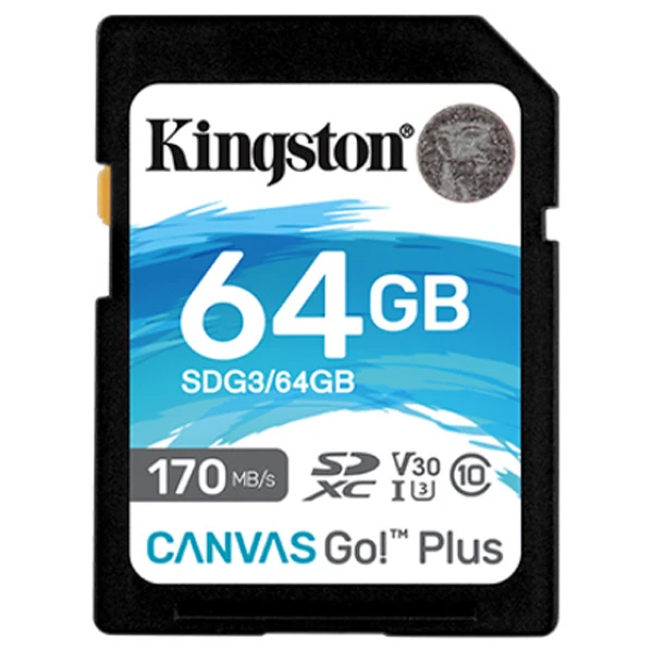 KINGSTON CANVAS GO PLUS SD MEMORY CARD 64GB 170MB/S