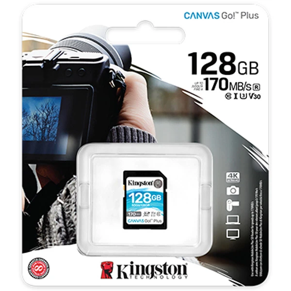 KINGSTON CANVAS GO PLUS SD MEMORY CARD 128GB 170MB/S