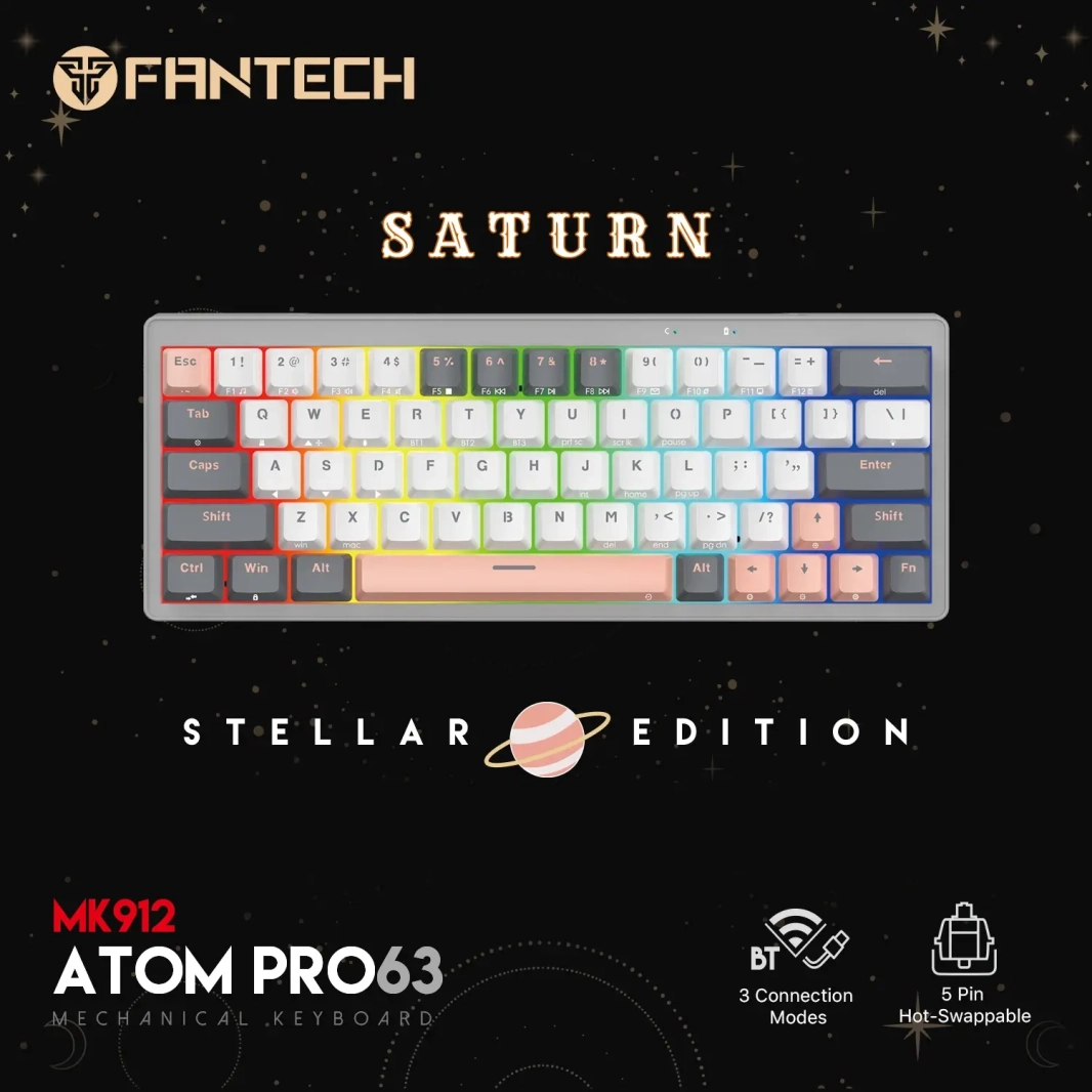 لوحة مفاتيح الألعاب الميكانيكية FANTECH ATOM PRO63 MK912 - إصدار STELLAR SATURN