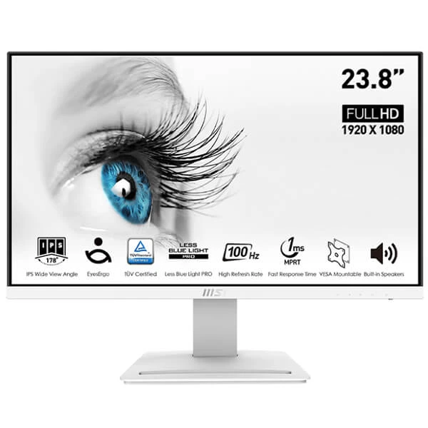 شاشة MSI PRO MP243XW مقاس 24 بوصة FHD IPS 100Hz - مكبر صوت مدمج - أبيض