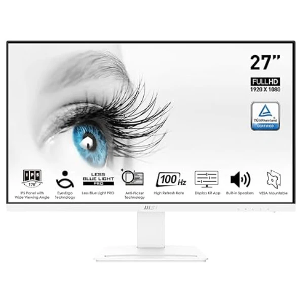 MSI PRO MONITOR MP273AW 27-INCH FHD IPS 100HZ WITH BUILT-IN SPEAKERS – WHITE