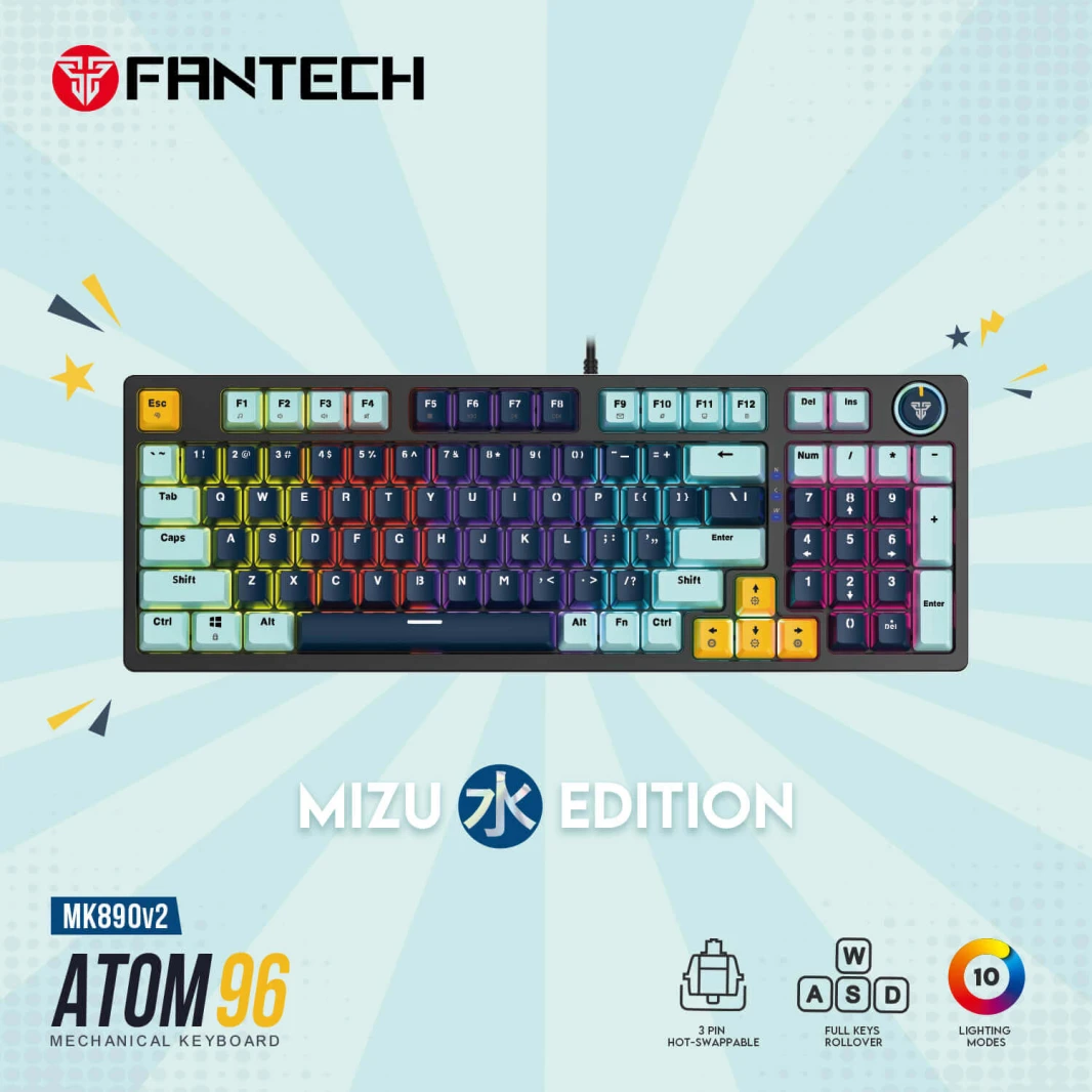 FANTECH ATOM96 MK890V2 MECHANICAL GAMING KEYBOARD – MIZU SERIES NAVY BLUE