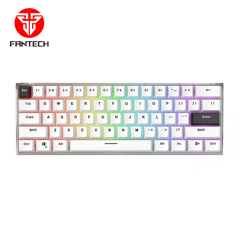 FANTECH MAXFIT61 FROST MK857 WIRELESS RGB SPACE EDITION MECHANICAL KEYBOARD – 3 CONNECTION MODES - WHITE