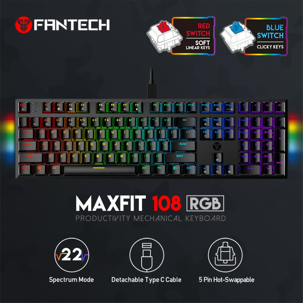 FANTECH MAXFIT108 MK855 RGB MECHANICAL KEYBOARD