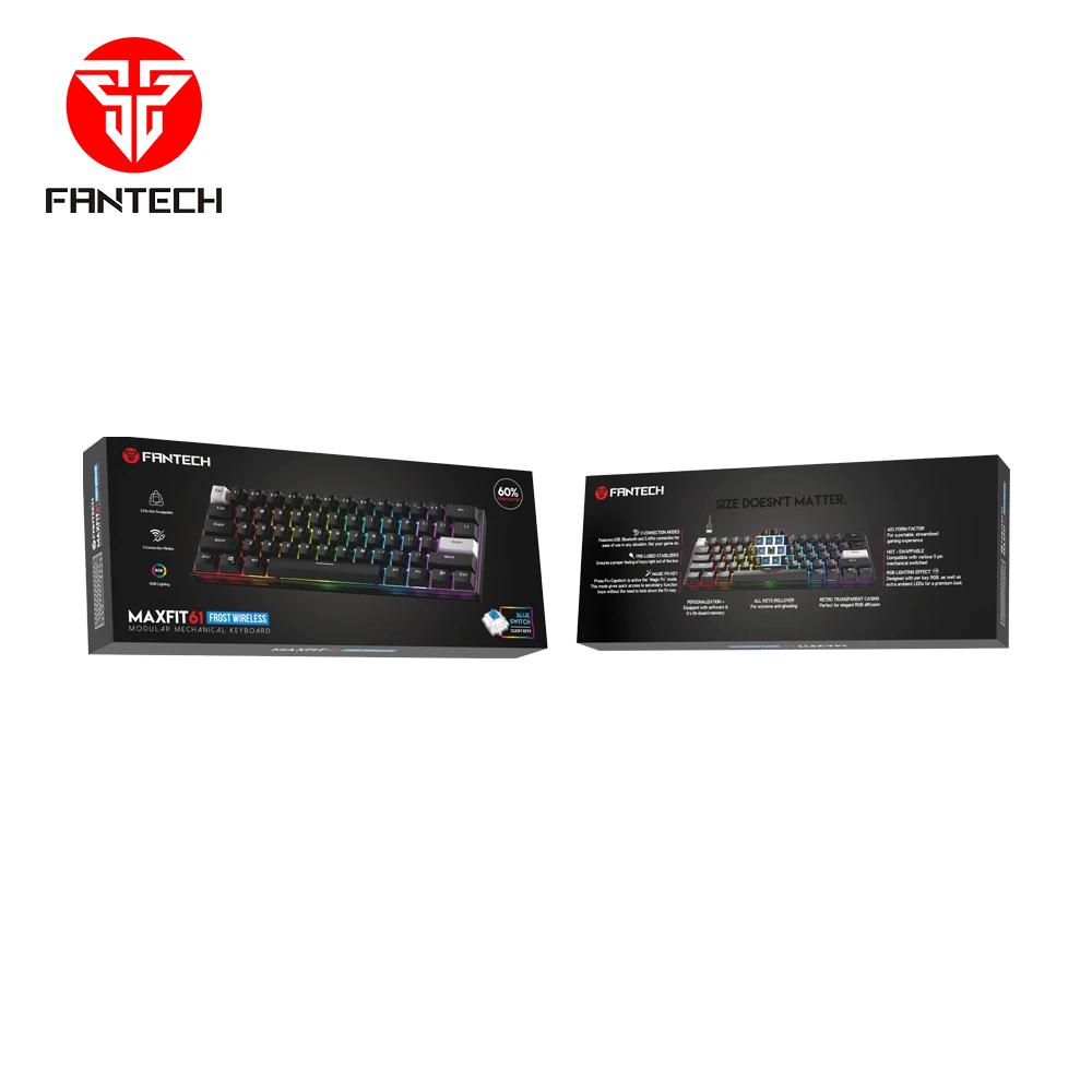 FANTECH MAXFIT61 FROST MK857 WIRELESS RGB MECHANICAL KEYBOARD – 3 CONNECTION MODES - BLACK