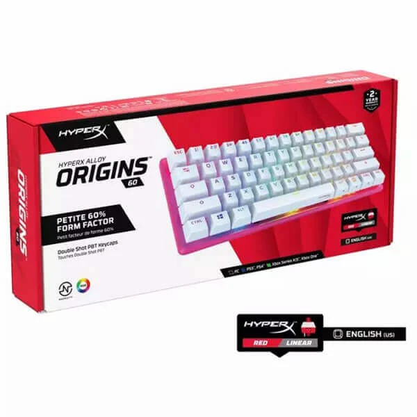 HyperX ALLOY ORIGINS 60 MECHANICAL GAMING KEYBOARD - DOUBLE SHOT PBT KEYCAPS - PINK