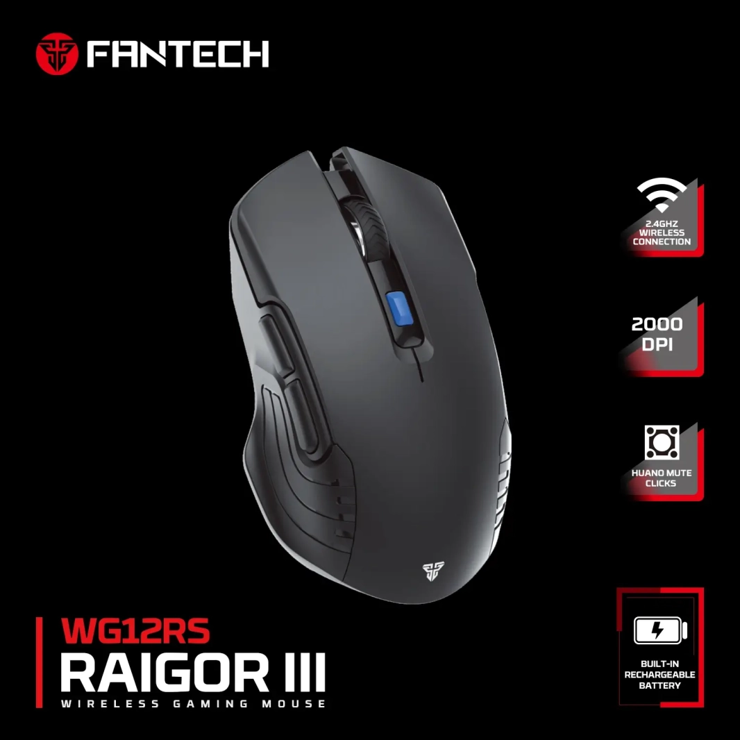 FANTECH WG12RS RAIGOR III WIRELESS GAMING MOUSE - BLACK