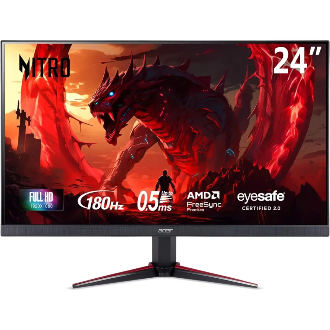 ACER NITRO VG240Y 23.8-INCH FHD IPS 180HZ 0.5MS HDR10 GAMING LED MONITOR WITH BUILD-IN SPEAKERS