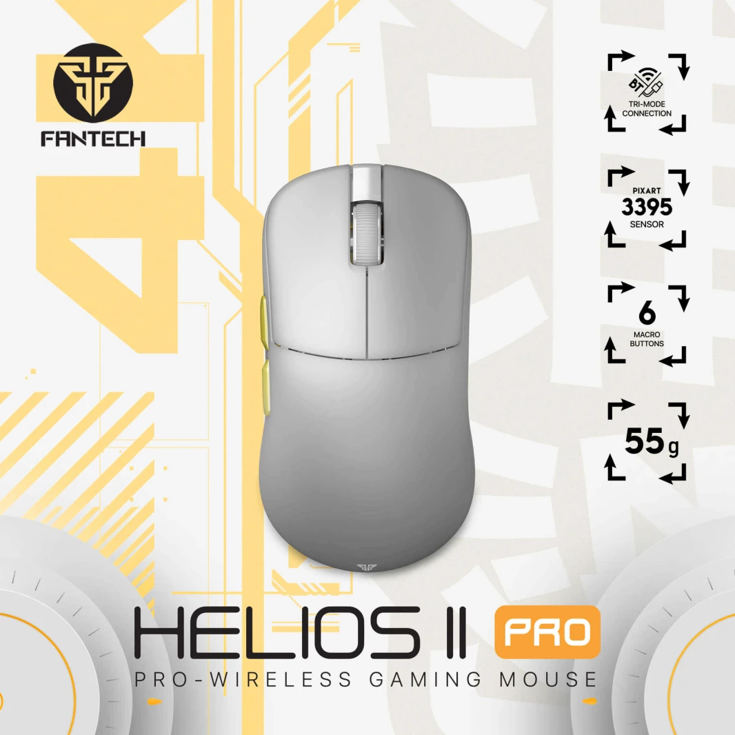 FANTECH HELIOS II XD3V3 4K PRO WIRELESS ULTRA LIGHTWEIGHT GAMING MOUSE - GREY