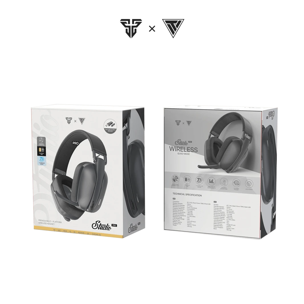 FANTECH STUDIO PRO WHG03 7.1 SURROUND SOUND BLUETOOTH & WIRELESS GAMING HEADSET - GREYWITH USB DONGLE FOR PHONE USAGE