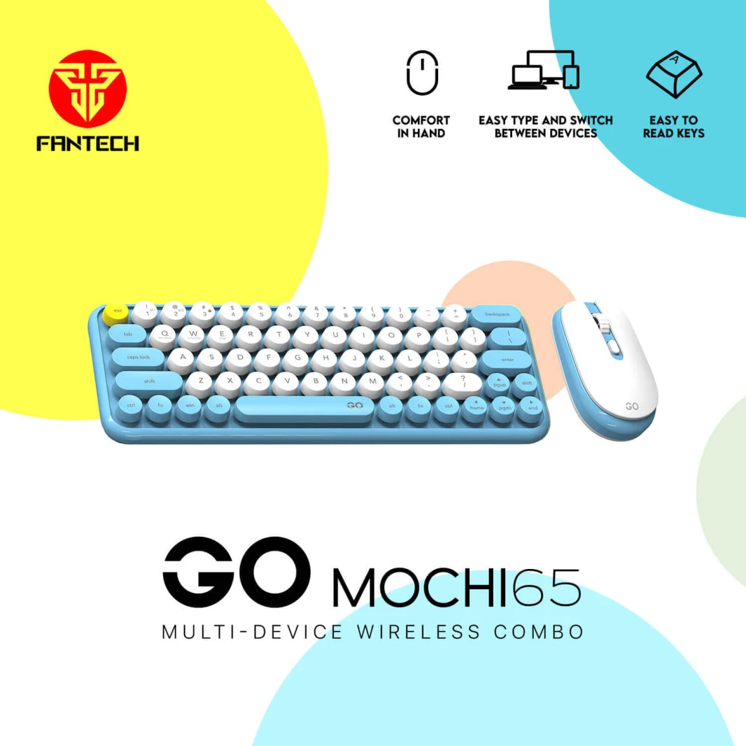 FANTECH GO MOCHI65 WK896 WIRELESS KEYBOARD MOUSE COMBO - BLUE