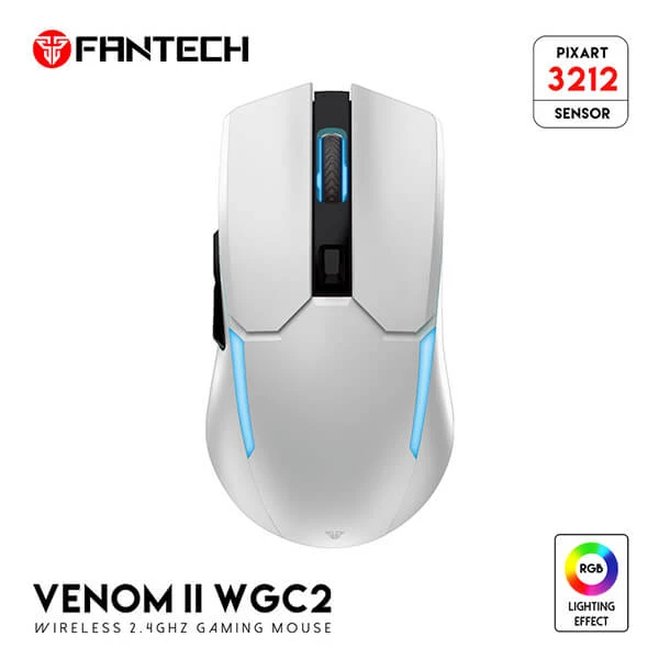 FANTECH VENOM II WGC2 RECHARGEABLE WIRELESS GAMING MOUSE - VIBE EDITION WHITE