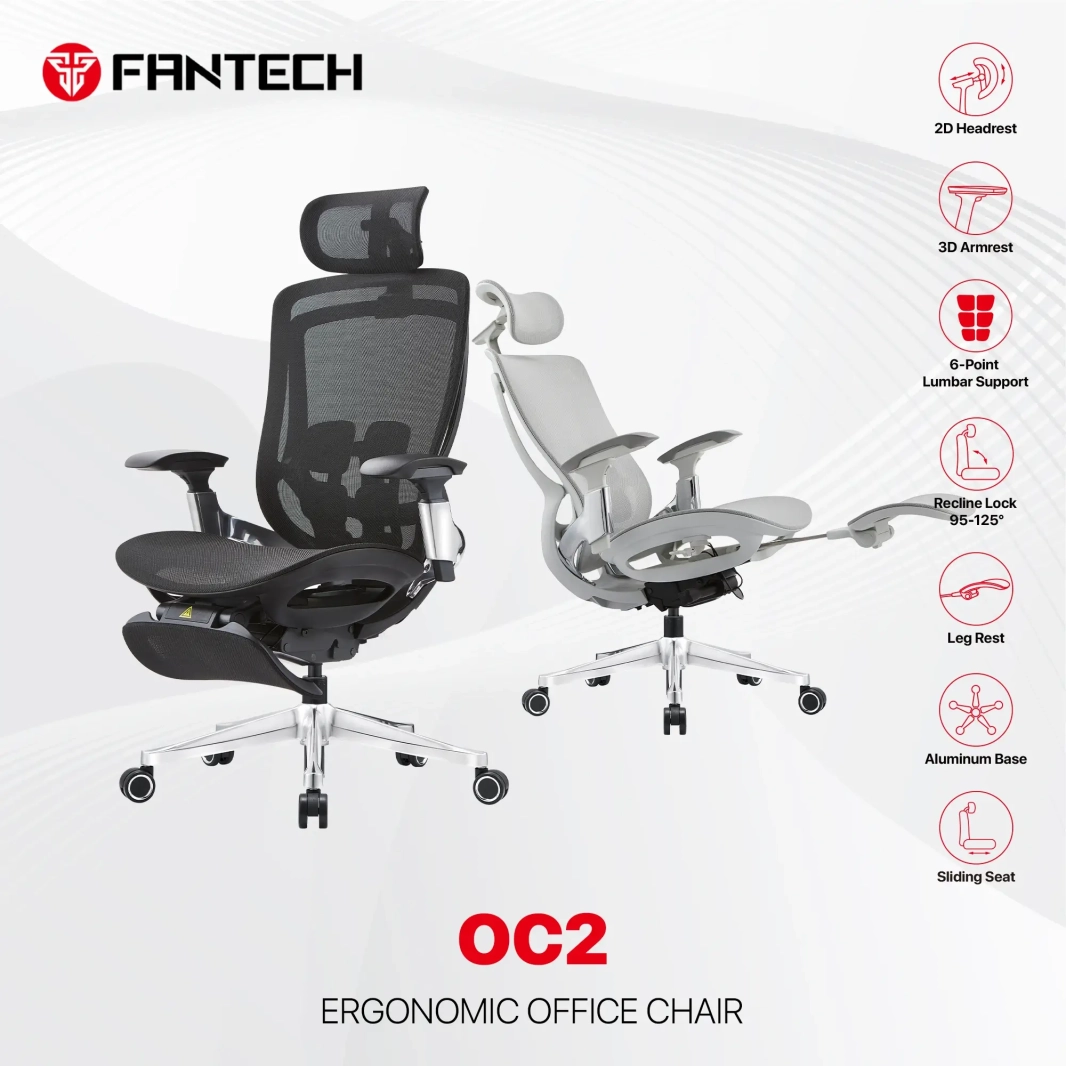 FANTECH OC2 ERGONOMIC OFFICE CHAIR - GREY