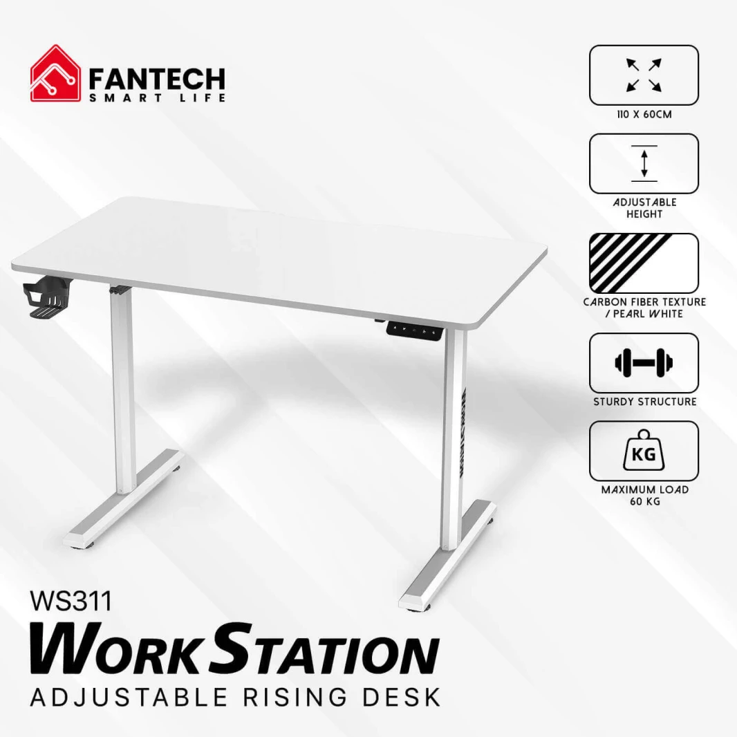 FANTECH WORKSTATION WS311 ADJUSTABLE RISING DESK - WHITE