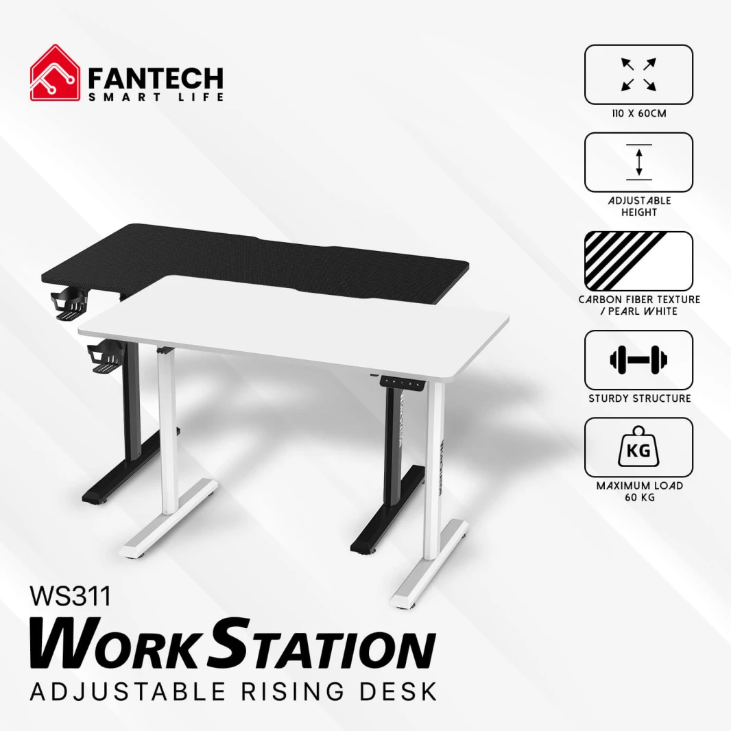 FANTECH WORKSTATION WS311 ADJUSTABLE RISING DESK - WHITE