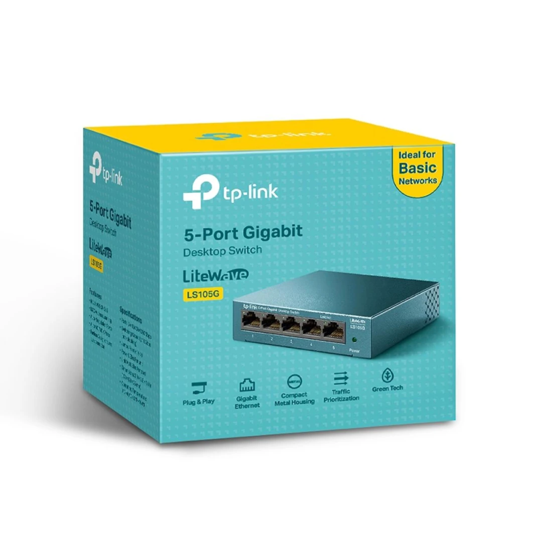 مفتاح شبكة سطح المكتب TP-Link LiteWave LS105G ذو 5 منافذ Gigabit 10/100/1000Mbps