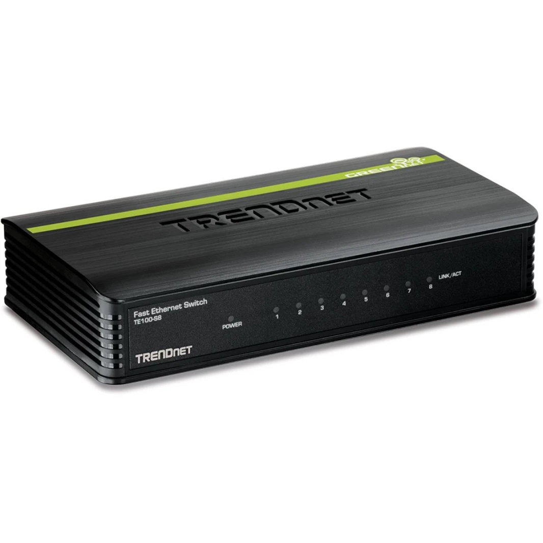 مفتاح Trendnet Mini Green Switch 8-port 10/100Mbps N-Way (علبة بلاستيكية)