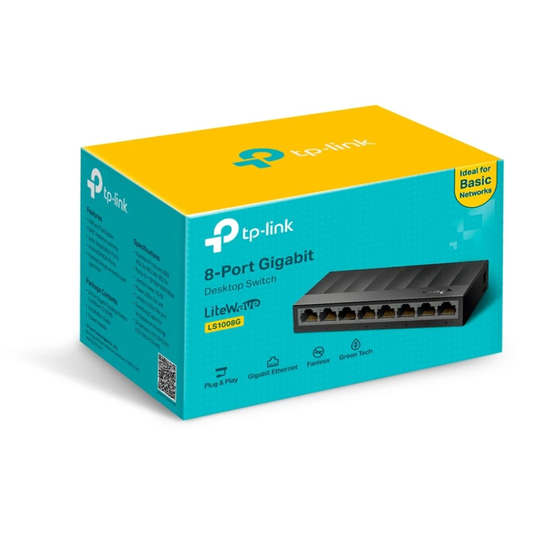 محول سطح المكتب TP-Link LiteWave LS1008G Gigabit 10/100/1000Mbps ذو 8 منافذ