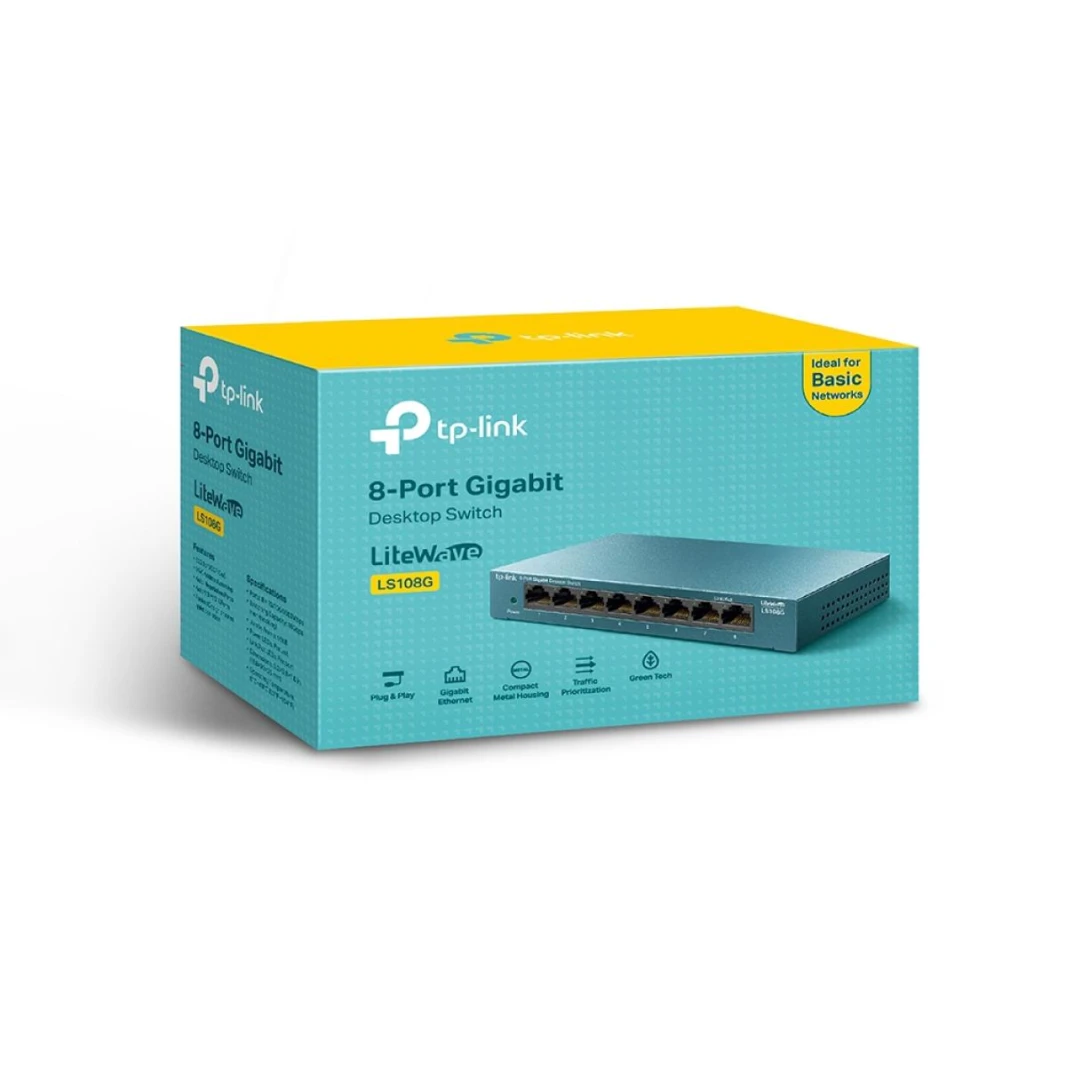 مفتاح شبكة سطح المكتب TP-Link LiteWave LS108G ذو 8 منافذ Gigabit 10/100/1000Mbps