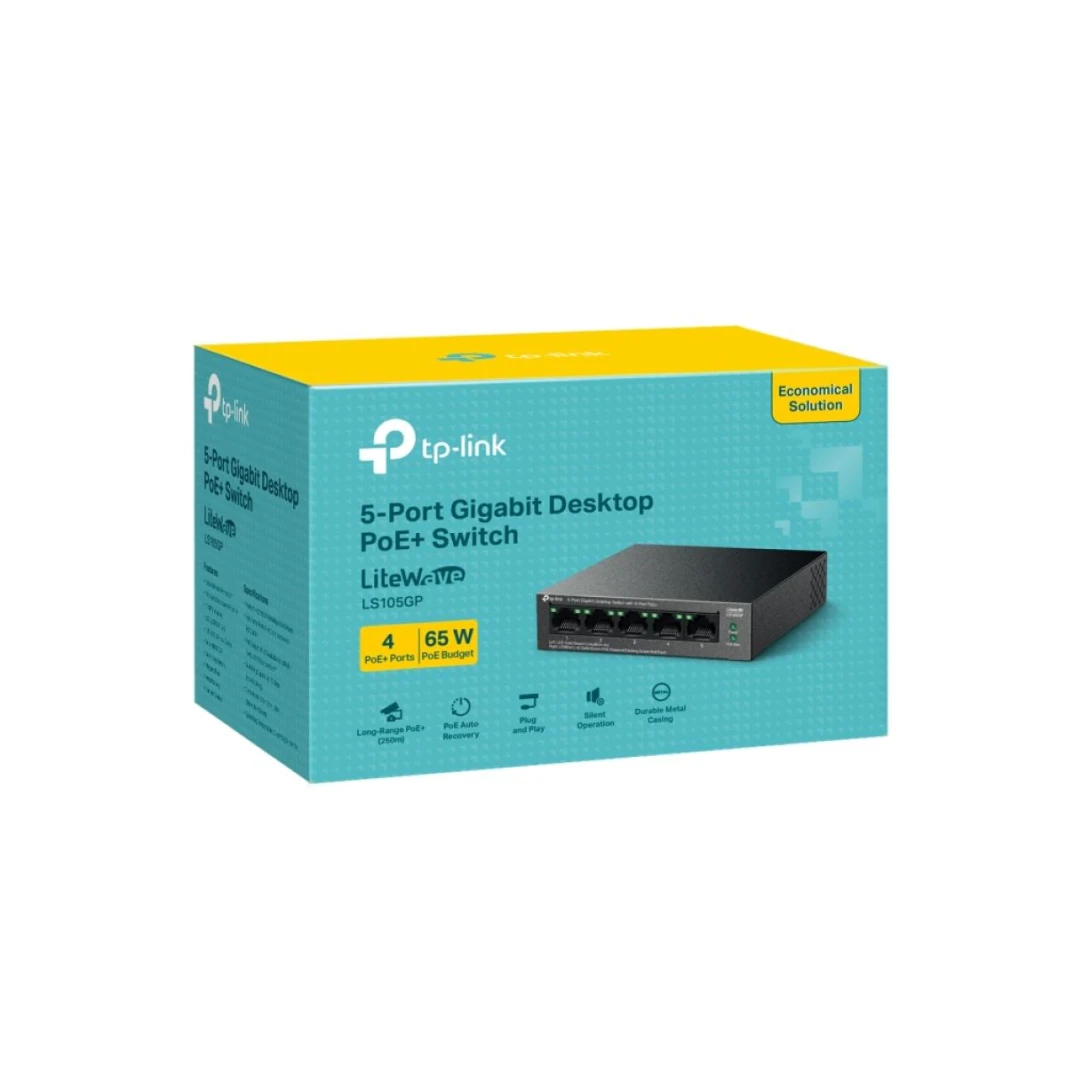 TP-Link LS105GP محول سطح المكتب Gigabit ذو 5 منافذ مع 4 منافذ PoE+