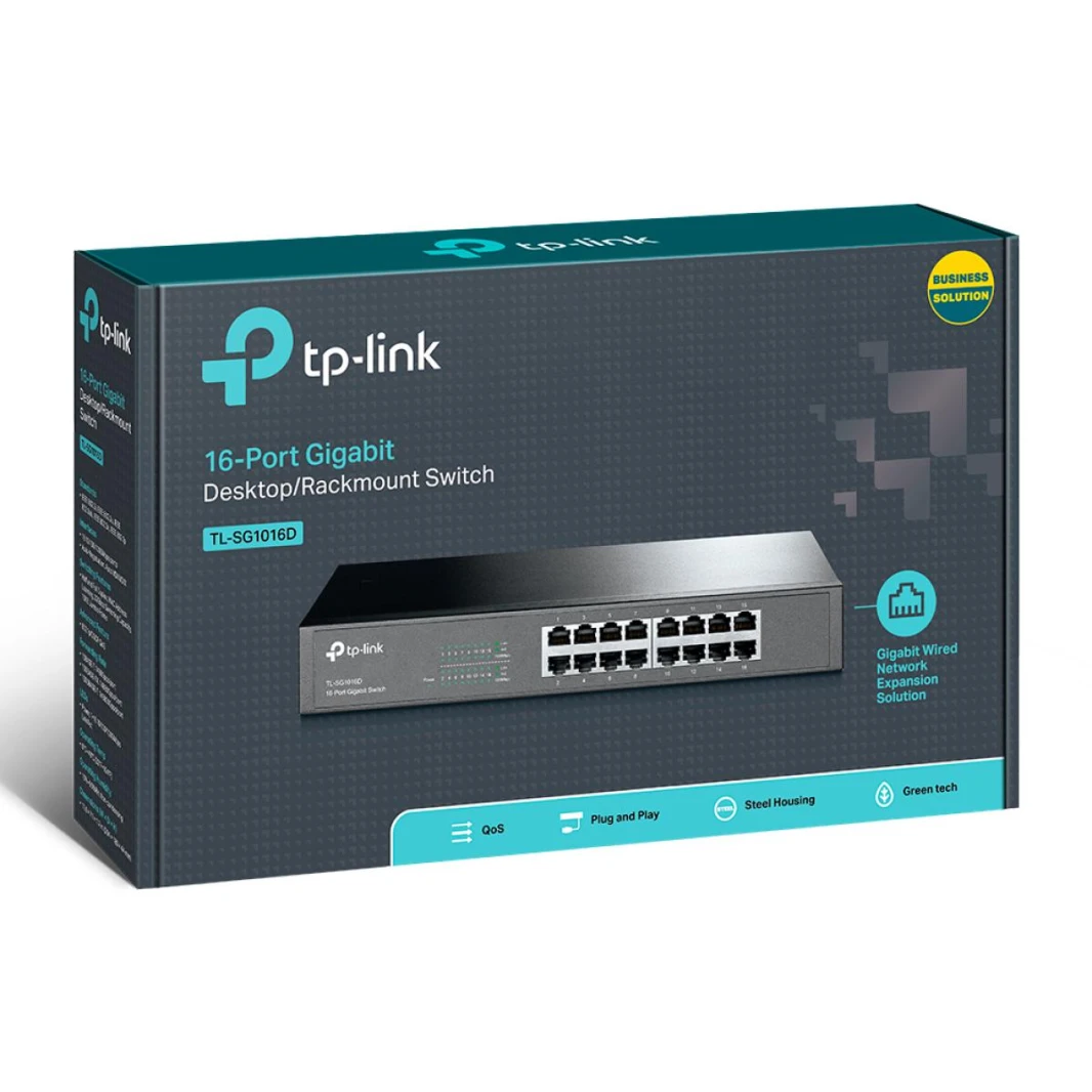 TP-Link TL-SG1016D محول جيجابت سطح المكتب/الرفوف ذو 16 منفذًا