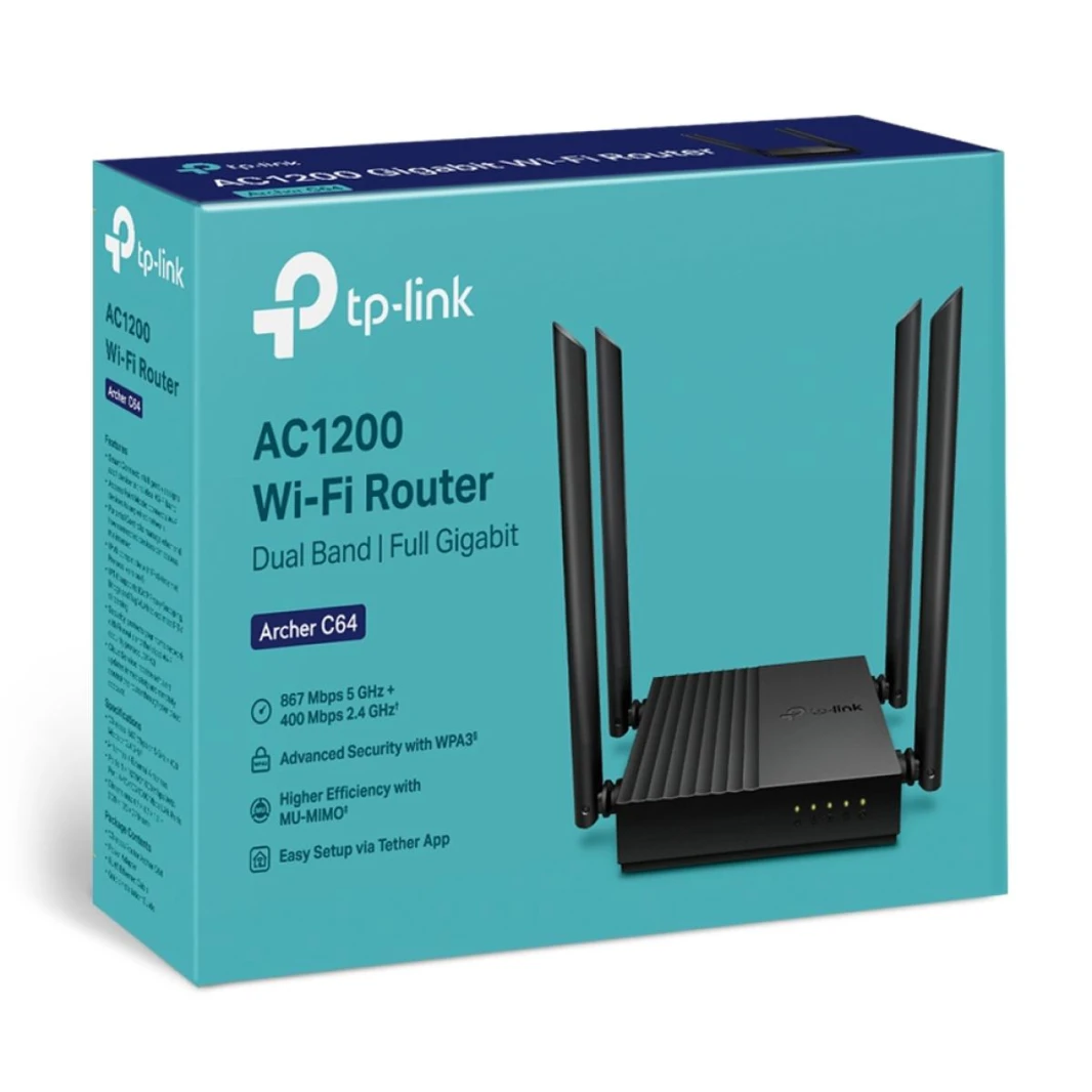 راوتر TP-Link Archer C64 AC1200 اللاسلكي بتقنية MU-MIMO