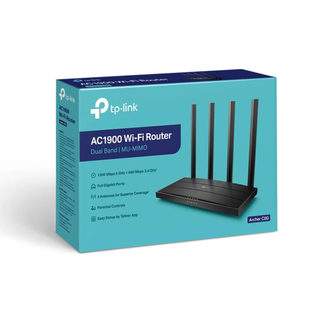 راوتر TP-Link Archer C80 AC1900 اللاسلكي بتقنية MU-MIMO Wi-Fi 5