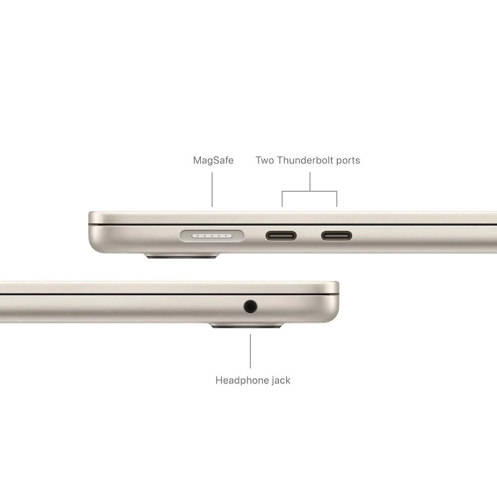 ابل ماك بوك اير 2024 ” Apple M3 8-Core مع وحدة معالجة رسومية 10-core، 8 جيجا بايت رام، 256 جيجا بايت SSD، 15.3″ بوصة (2880×1864) Starlight Color ” MRYR3LL/A