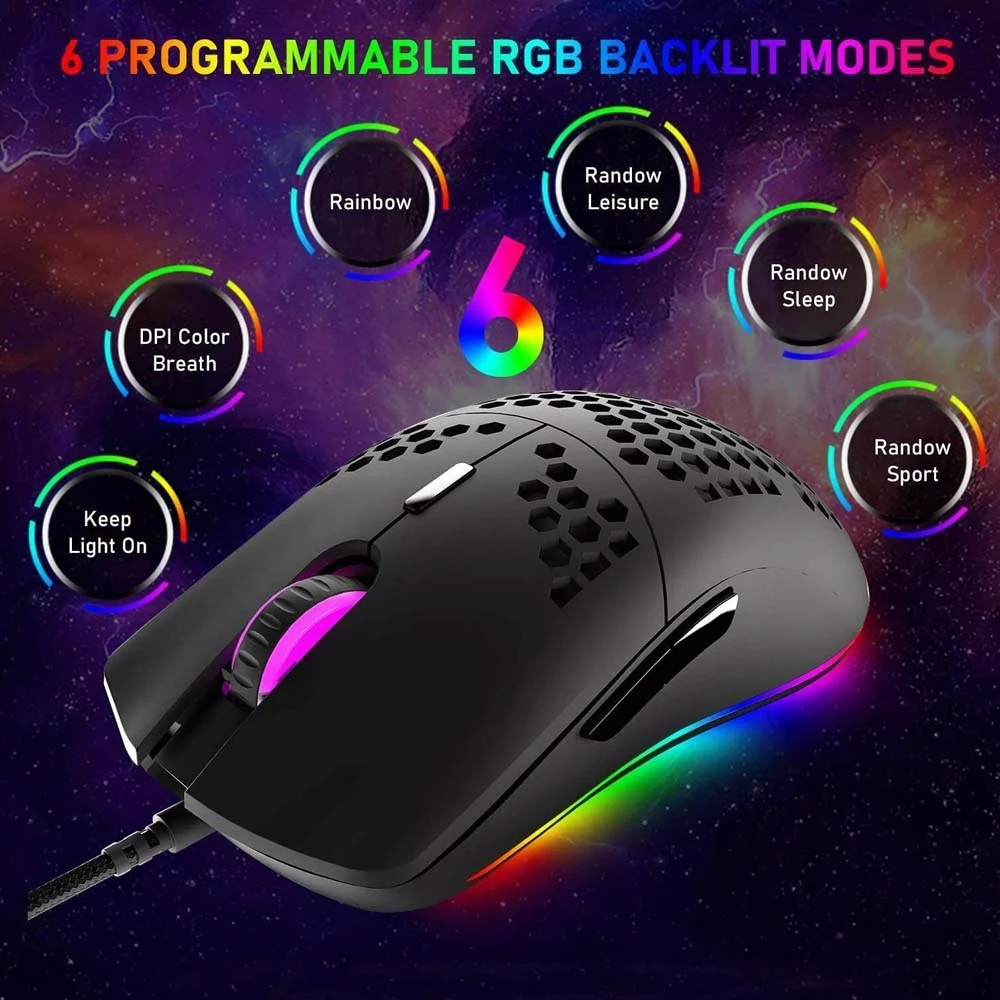 ماوس ألعاب USB RGB من Haing باللون الأسود [ HI-218 ]