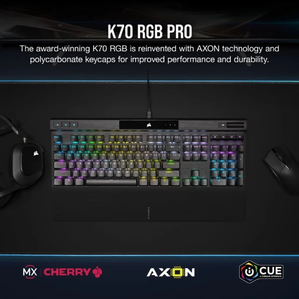 لوحة مفاتيح الألعاب الميكانيكية CORSAIR K70 RGB PRO – CHERRY MX Red – CH-9109410-AR