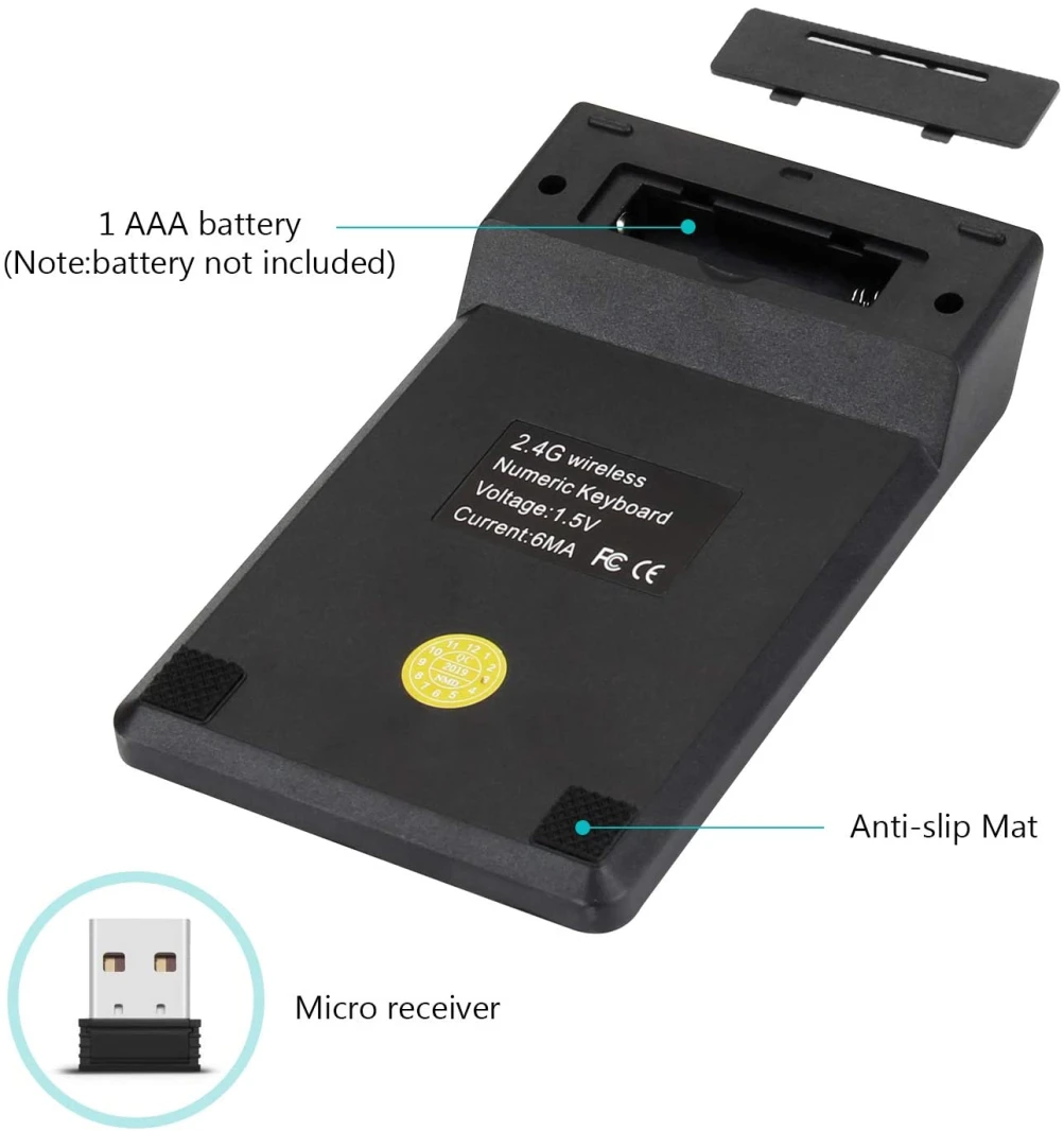 لوحة مفاتيح رقمية لاسلكية USB 2.4 جيجا هرتز 18 مفتاحًا