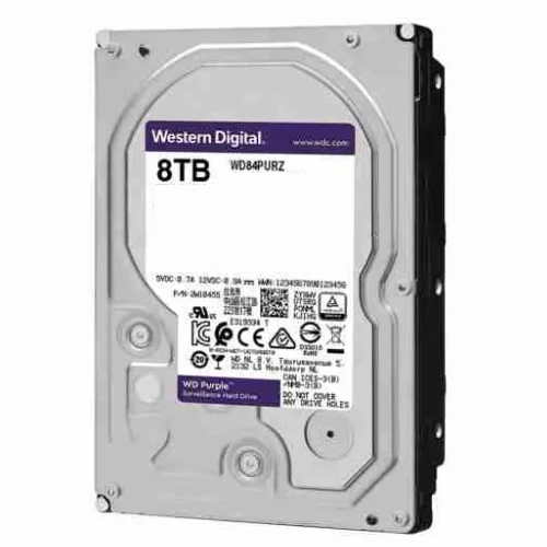 محرك الأقراص الصلبة WD 8TB Purple للمراقبة (شكل 3.5 بوصة / SATA / ذاكرة تخزين مؤقتة 128 ميجابايت) (WD84PURZ)