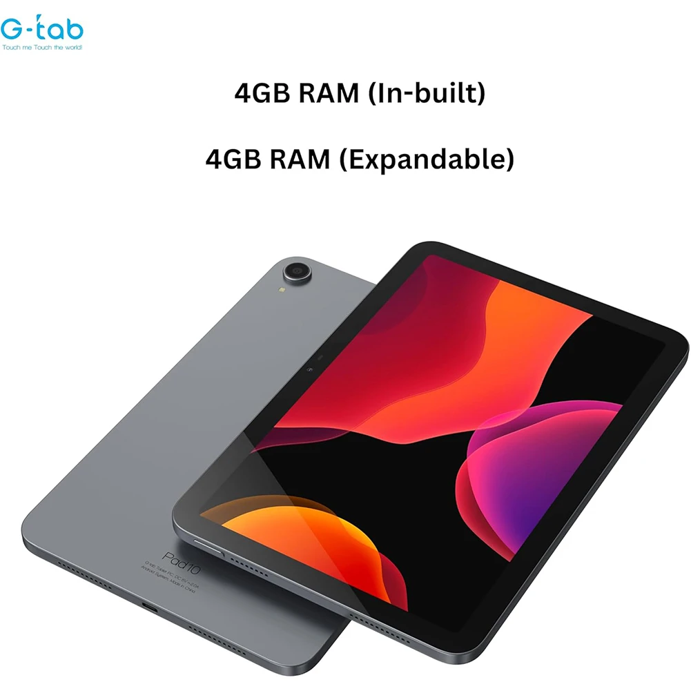 G-Tab PAD 10 PRO ” ثماني النواة، 4 جيجا رام، 128 جيجا تخزين، شاشة عالية الدقة 10.1 بوصة، رمادي “