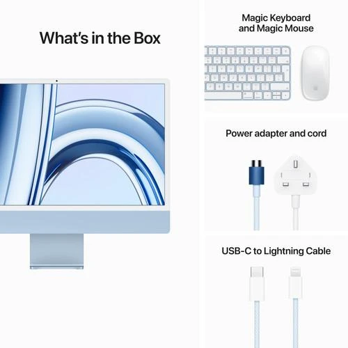 جهاز Imac مقاس 24 بوصة مع شاشة Retina 4.5K: شريحة M3 مع وحدة معالجة مركزية 8 أنوية ووحدة معالجة رسومية 8 أنوية