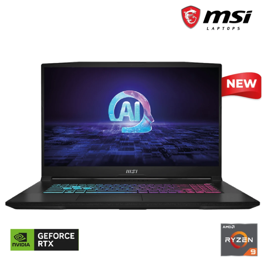 لابتوب كاتانا A17 AI B8VG جديد AMD Ryzen 9 8945HS حتى 5.2 جيجاهرتز، NVIDIA GeForce RTX 4070 8GB DDR6، 16GB DDR5، 1TB SSD 17.3" FHD، 144Hz IPS-Level مع MSI AI Engine - أسود