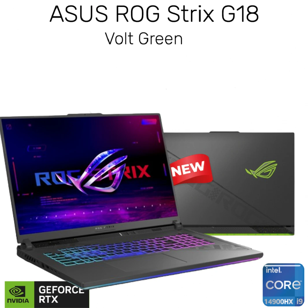 كمبيوتر محمول 2024 ASUS ROG Strix G18، Intel® Core™ i9-14900HX، RTX 4060، 18 بوصة، 2.5K، 240 هرتز - VOLT GREEN | الجيل الرابع عشر