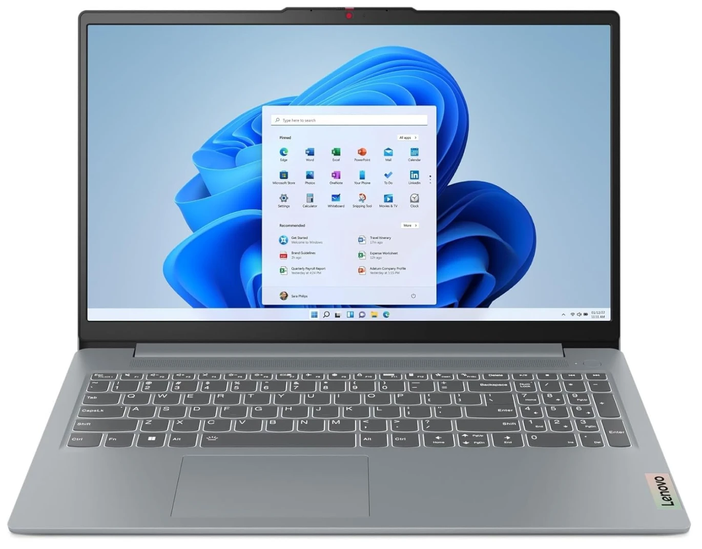 كمبيوتر محمول Lenovo IdeaPad Slim 3 15IRU8 Intel® 13Th Gen Core™ I3-1305U، وذاكرة وصول عشوائي LPDDR5 سعة 8 جيجابايت، ومحرك أقراص SSD NVMe® سعة 256 جيجابايت، وبطاقة رسومات Intel® UHD™، وشاشة 15.6 بوصة IPS بدقة 1920 × 1080 (FHD)، ونظام تشغيل Windows 11 Pro - رمادي قطبي