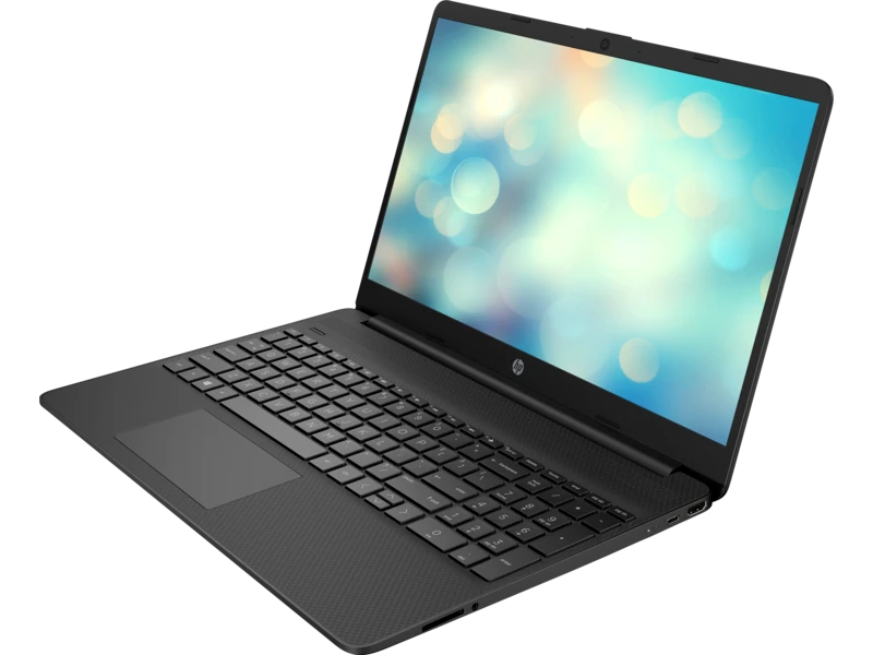 كمبيوتر محمول HP 15s-FQ5006NE Intel® 12Th Gen Core™ I3-1215U، ذاكرة وصول عشوائي سعتها 8 جيجابايت، محرك أقراص SSD NVMe® سعة 256 جيجابايت، بطاقة رسومات Intel® UHD®، شاشة 15.6 بوصة بدقة 1366 × 768 (HD)، نظام التشغيل Windows 11 Pro - أسود