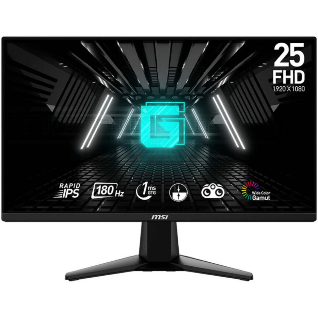 شاشة MSI G255F مقاس 25 بوصة IPS بدقة 1920 × 1080 (FHD) FLAT 180Hz 300nits AMD FreeSync™ Frameless Design 1ms زمن استجابة سريع