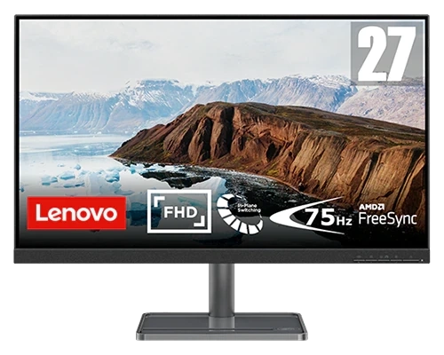 شاشة مسطحة Lenovo L27-30 مقاس 27 بوصة بدقة 1920 × 1080 (FHD) IPS بمعدل تحديث 75 هرتز وزمن استجابة 4 مللي ثانية مع AMD Freesync HDMI 1.4 \ VGA - أسود