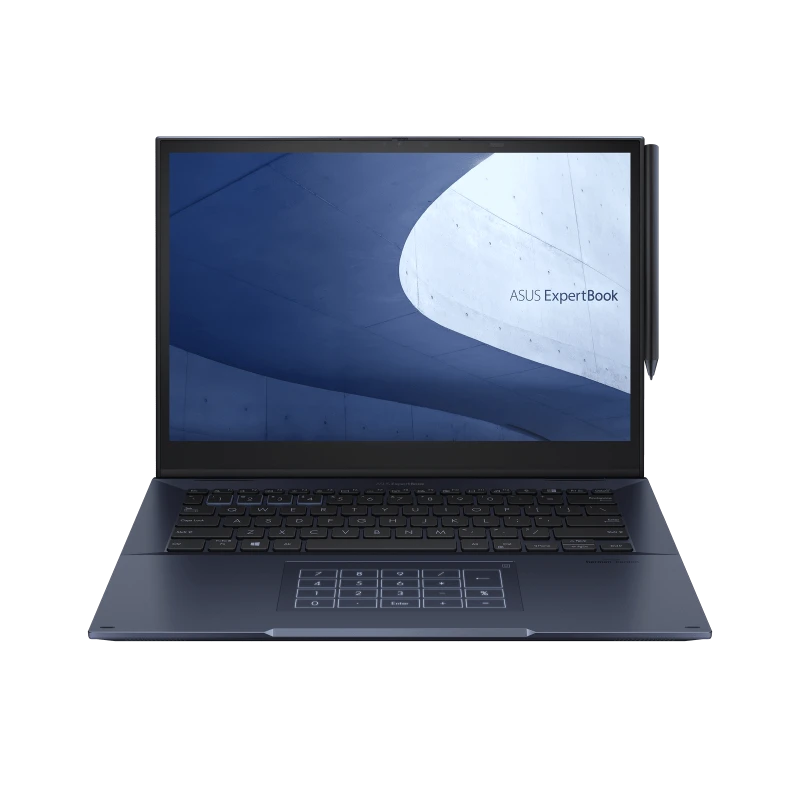 كمبيوتر محمول Asus Expertbook Flip B7402FE Intel® 11Th Gen Core™ I5-1135G7، ذاكرة وصول عشوائي 16 جيجابايت DDR4، محرك أقراص SSD NVMe® 256 جيجابايت، رسومات Intel® Iris™ Xe، شاشة تعمل باللمس قابلة للطي بدقة 2560 × 1600 (WQXGA)، نظام التشغيل Windows 11 Home - أسود